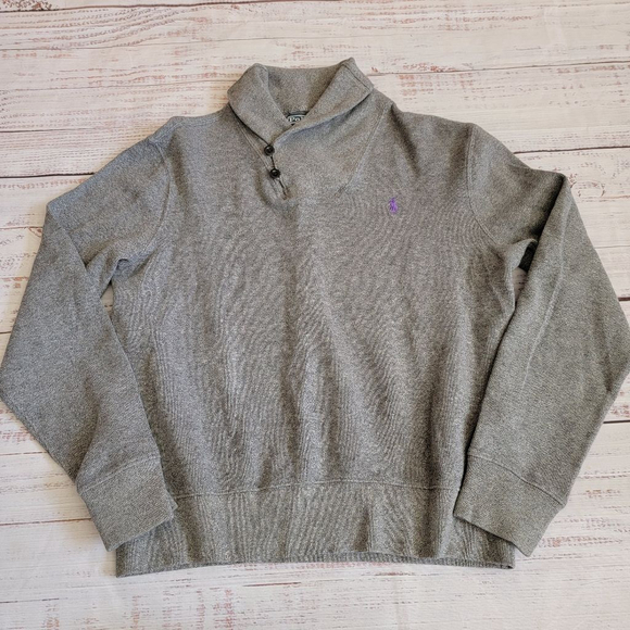 Polo Ralph Lauren Shawl Collar Pullover Gray Mens Small - Picture 1 of 6